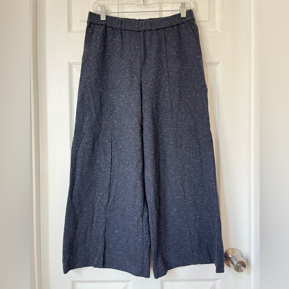 Theory Navy Wide Leg Cropped Pants Size Small
